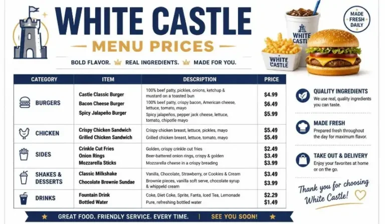White Castle Menu With Prices 2026 | Calories, Deals, Hours & Complete Guide 7 White Castle Menu
