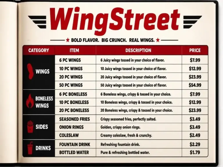WingStreet Menu