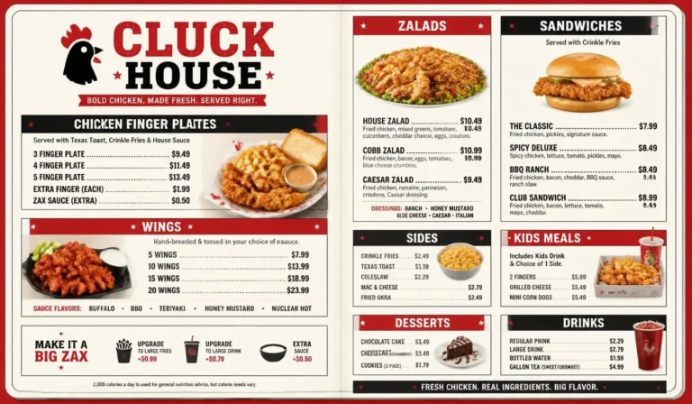 Zaxbys Menu