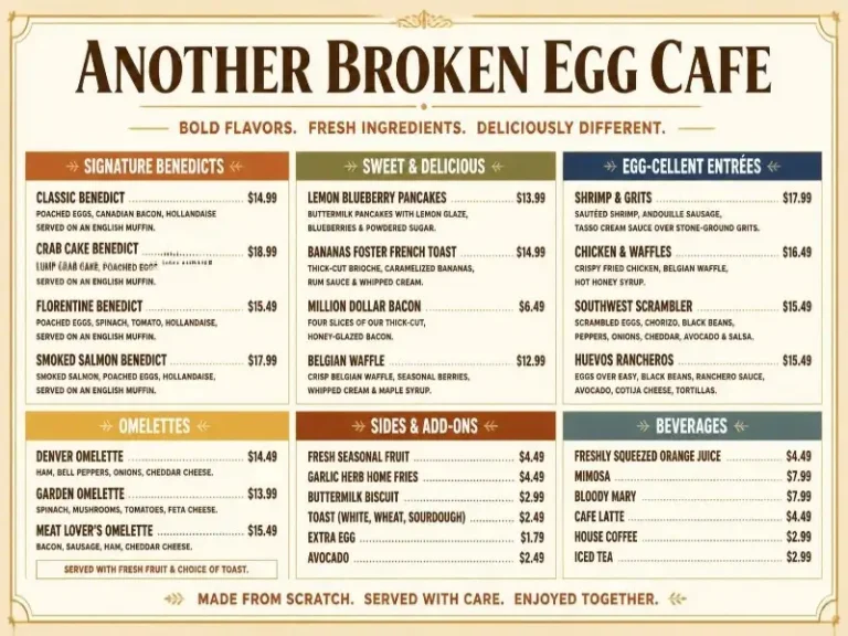 Another Broken Egg Cafe Menu & Prices 2026